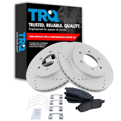 TRQ Front Performance Brake Pad & Rotor Kit Brake Pads Brake Rotors Set Semi-Metallic Premium G-Coated Compatible with 2004-2008 Ford F-150 2006-2008 Lincoln Mark LT