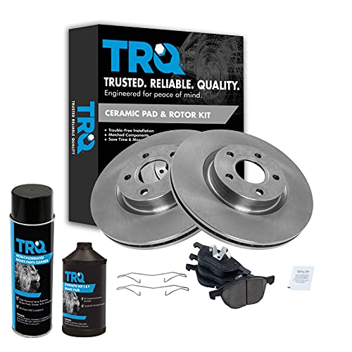 TRQ Front Disc Brake Rotor & Ceramic Brake Pad Kit