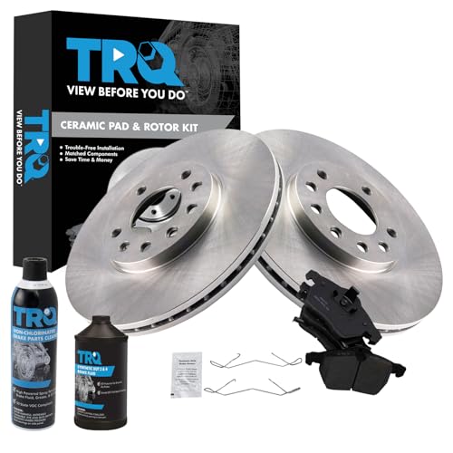 TRQ Front Brake Pad & Rotor Kit Ceramic Compatible with 1999-2003 Saab 9-3 1999-2005 9-5 2001-2002 Saturn L100 2001-2003 L200 2001-2005 L300 2000 LS LS1 LS2 LW1 LW2 LW200 LW300