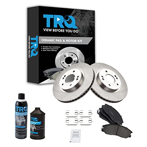 TRQ Front Brake Pad & Rotor Kit Brake Chemical Kit Brake Pads Brake Rotor Ceramic Compatible with 2001-2006 Hyundai Santa Fe