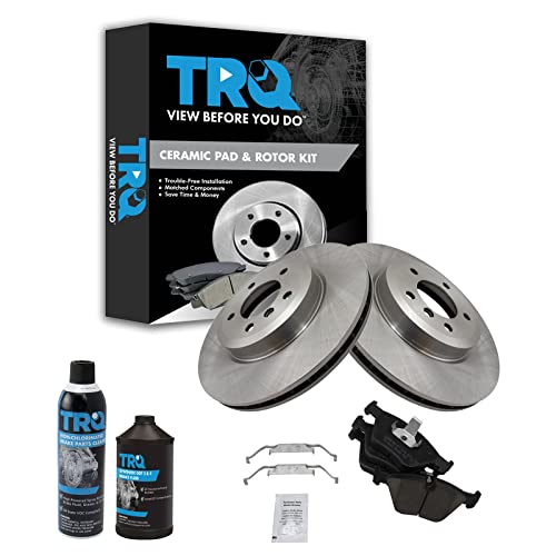 TRQ Front Brake Pad & Rotor Kit Brake Chemical Kit Brake Pads Brake Rotor Ceramic Compatible with 2001-2006 BMW 330Ci 2001-2005 330i 330xi 2006-2008 Z4