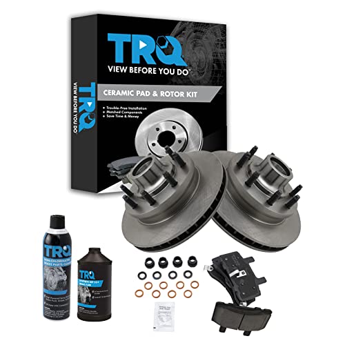 TRQ Front Brake Pad & Rotor Kit Brake Chemical Kit Brake Pads Brake Rotor Ceramic Compatible with 1994-1999 Dodge Ram 2500