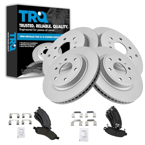 TRQ Front & Rear Metallic Disc Brake Pads & G-Coated Rotor Kit for GM SUV New