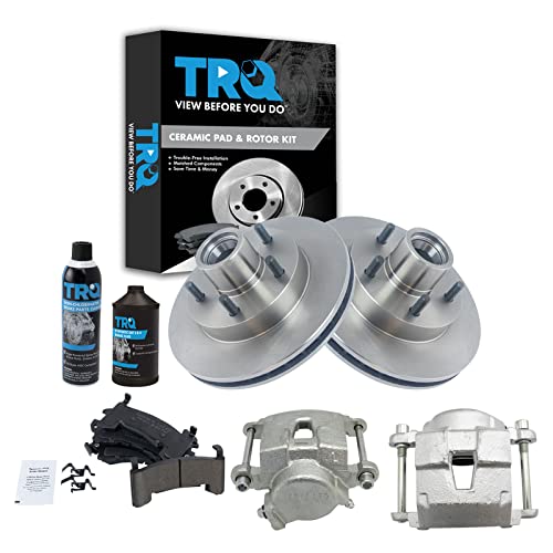 TRQ Front Ceramic Brake Pad Rotor & Caliper Kit