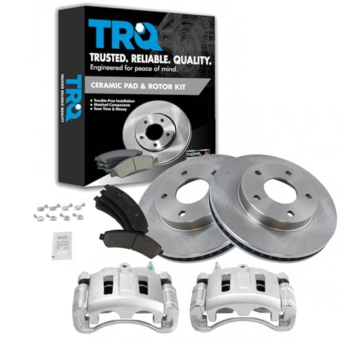TRQ Front Ceramic Brake Pads Rotors & Calipers Kit for GM SUV Truck New
