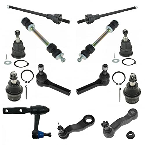 TRQ Front Steering & Suspension Kit Ball Joint Idler Arm Idler Arm Bracket Assembly Pitman Arm Sway Bar Stabilizer Link Tie Rod Compatible with Chevrolet GMC