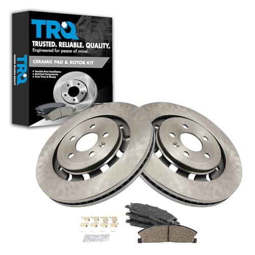 TRQ Front Premium Posi Ceramic Disc Brake Pads & Rotors Kit for Ford Lincoln
