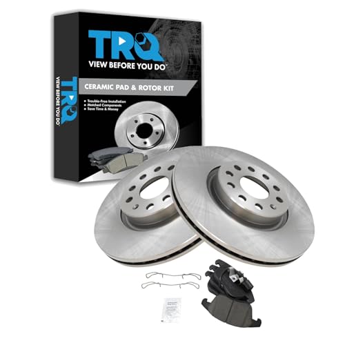 TRQ Front Brake Pad and Rotor Set Ceramic Vented Rotors Compatible with 2015-2018 Audi Q3 Q3 Quattro 2012-2020 Volkswagen Passat 2009-2017 Tiguan 2017-2018 Tiguan Limited