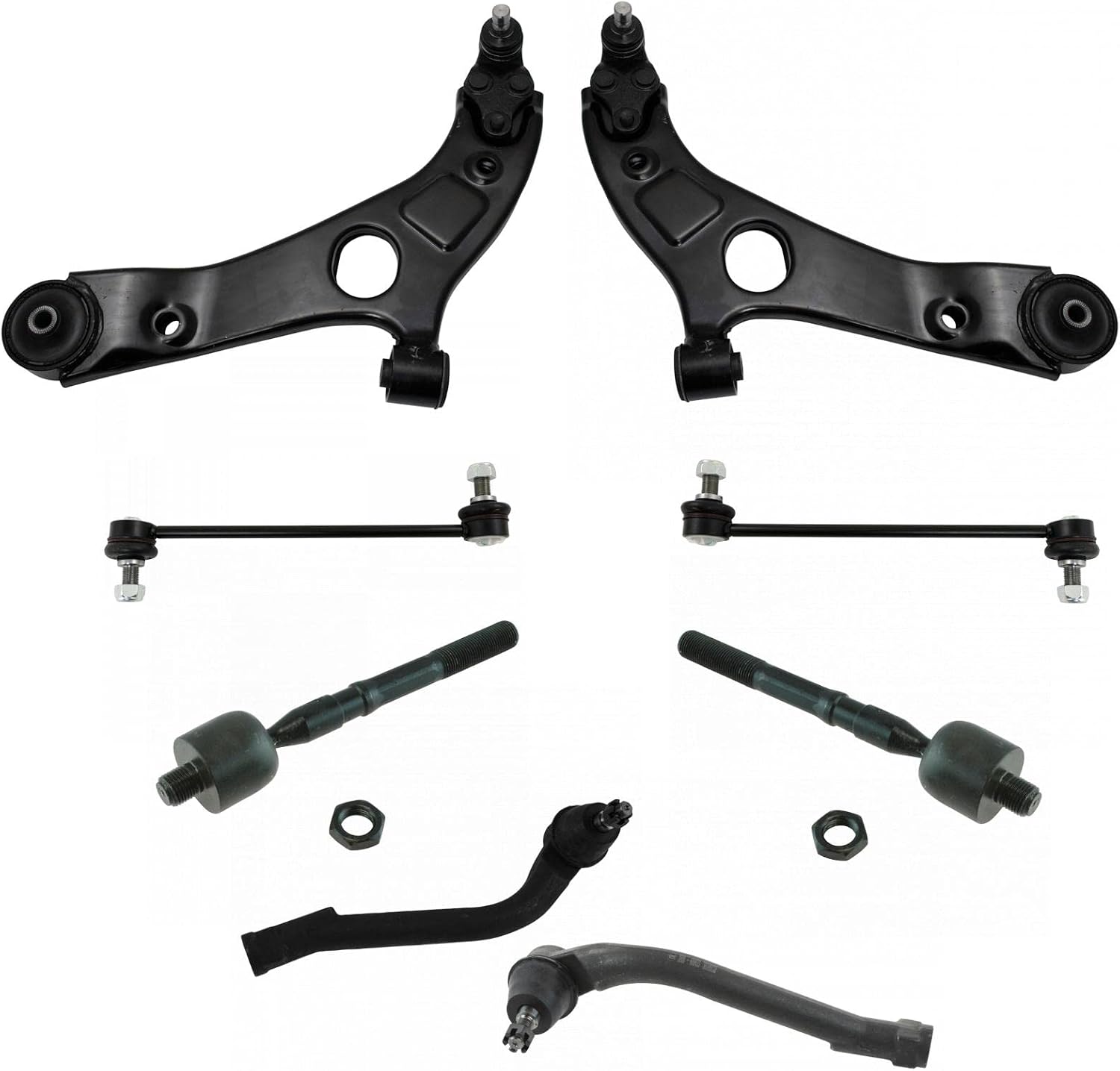 TRQ Front Steering & Suspension Kit Control Arm with Ball Joint Sway Bar Stabilizer Link Tie Rod Compatible with 2012-2014 Hyundai Azera 2012-2013 Sonata 2014-2016 Kia Cadenza 2012-2015 Optima