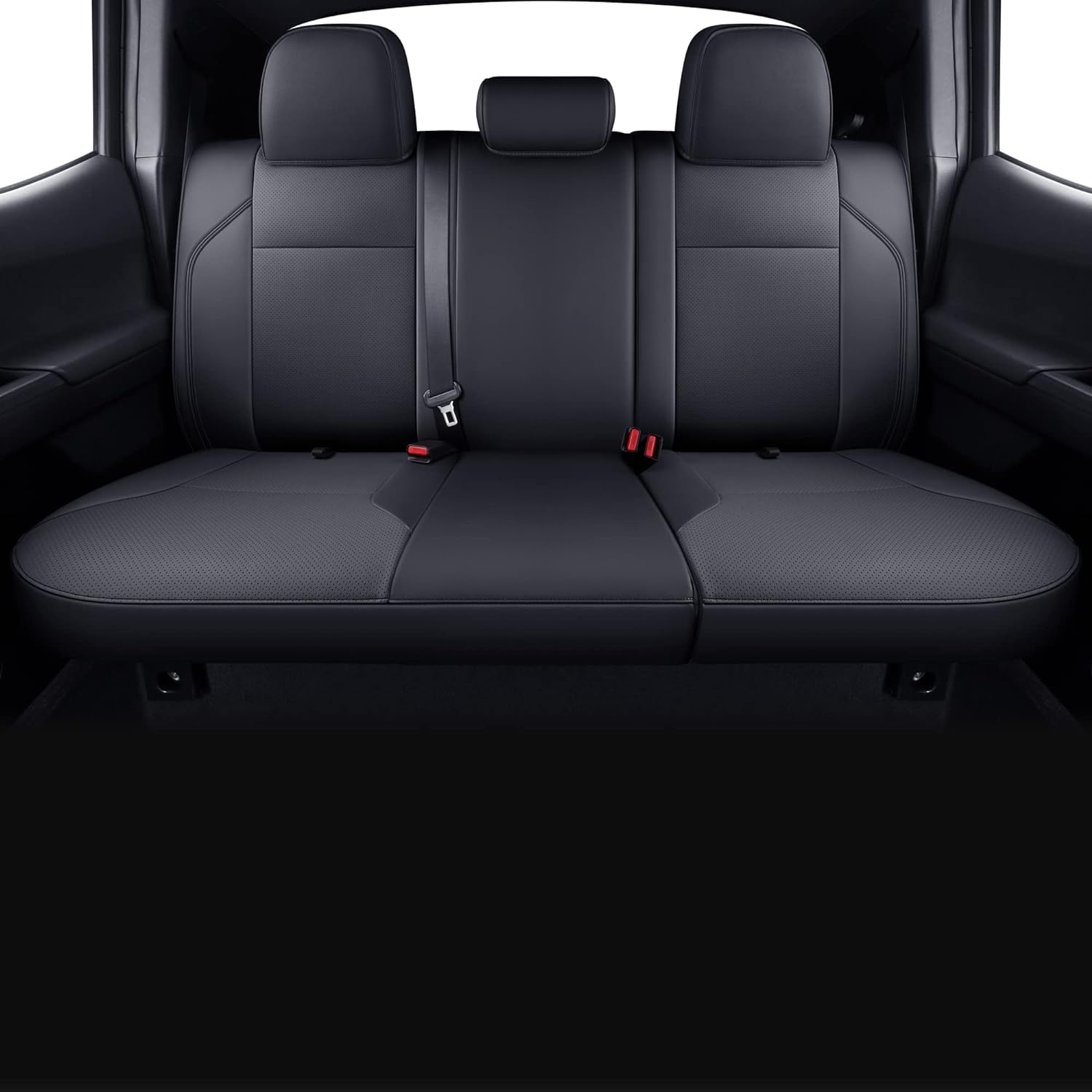 LUCKYMAN CLUB Rear Seat Covers Custom Fit for 2016-2023 Tacoma Crew Cab with Faux Leather (Black Rear)