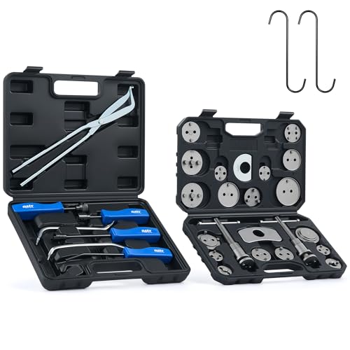Orion Motor Tech 32pc Dual Brake Tools, 2 in 1 Disc Brake Caliper Tool Set and Drum Brake Tool Kit, Brake Caliper Tool and Brake Drum Tool with Brake Spring Tool Pliers Installer Remover Adjuster