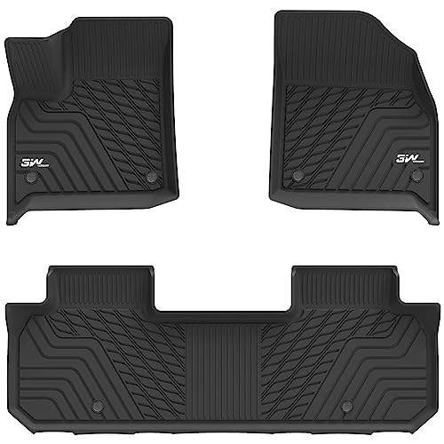 3W Floor Mats Custom Fit for Chevrolet Traverse 2018-2023, TPE All Weather Chevy Traverse Floor Liner 1st and 2nd Row Full Set Car Mats Accessories (ONLY for Bucket Seat 2-Row)