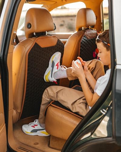 Premium Leather Car Seat Protector for Back Seat - Back Seat Cover for Kids - Car Kick Mat - Back of Seat Protector for Kids Feet Car Seat Back Protector - 1 Pc Hexy