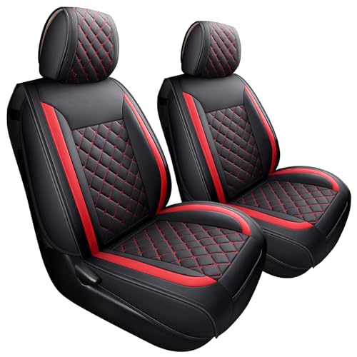 Tomatoman Tacoma Seat Covers Customized for 2005-2025 Sport Extended SR V6 Pickup TRD, Waterproof Faux Leather Car Cushions(2 PCS Front, Black-Red)