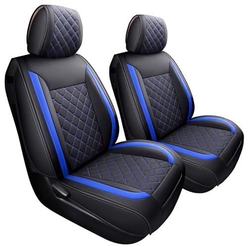 Tomatoman Tacoma Seat Covers Customized for 2005-2025 Sport Extended SR V6 Crew Cab, Waterproof Faux Leather Car Cushions(2 PCS Front, Black-Blue)