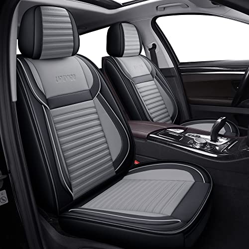 LINGVIDO Car Seat Covers, Breathable and Waterproof Faux Leather Automotive Seat Covers for Cars SUV Truck Sedan,Universal Anti-Slip Seat Cover with Backrest (Front Seat, Gray+Black)