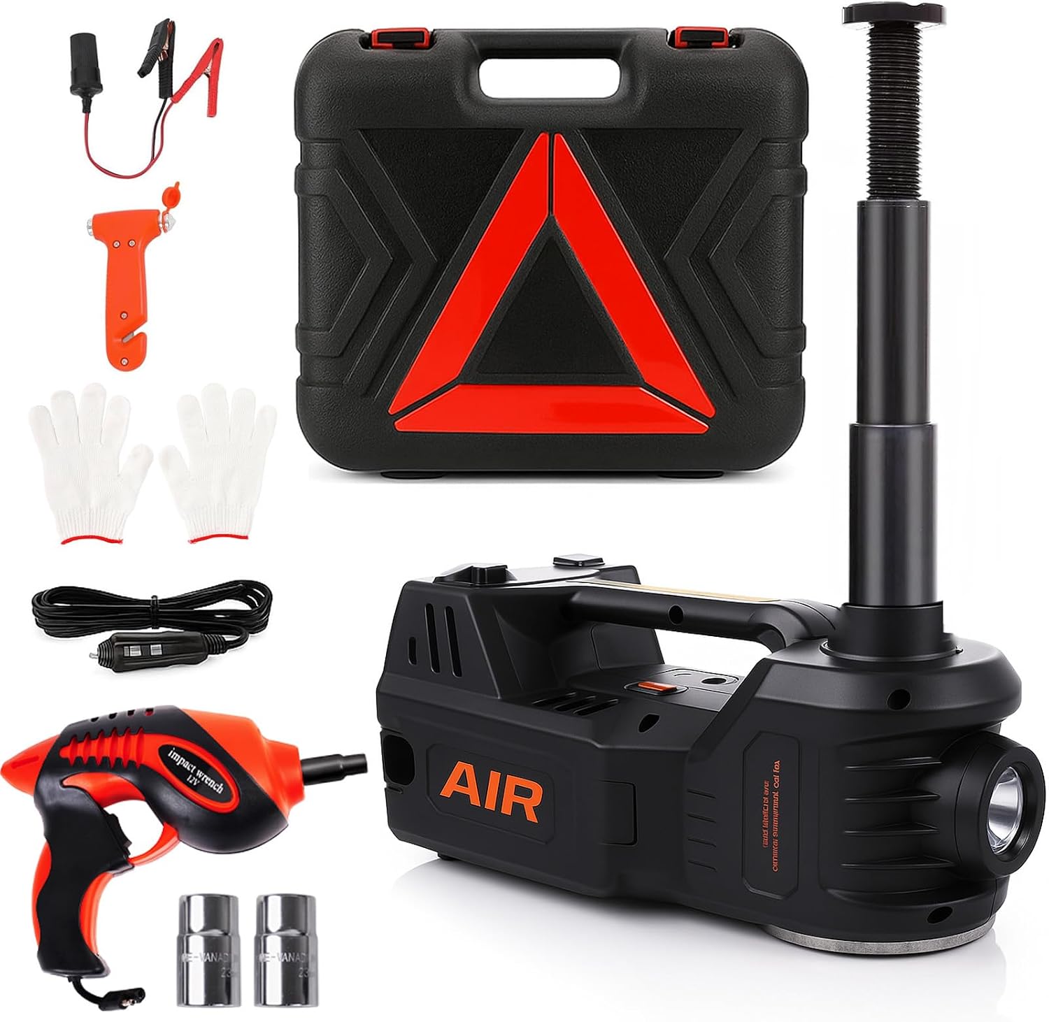 STANDTALL Electric Car Jack Kit 5 Ton 12V Hydraulic Jack Automatic Lift for Car with Impact Wrench and Tire Inflator Pump for SUV Sedan Truck Change Tires Garage Repair Road Emergency