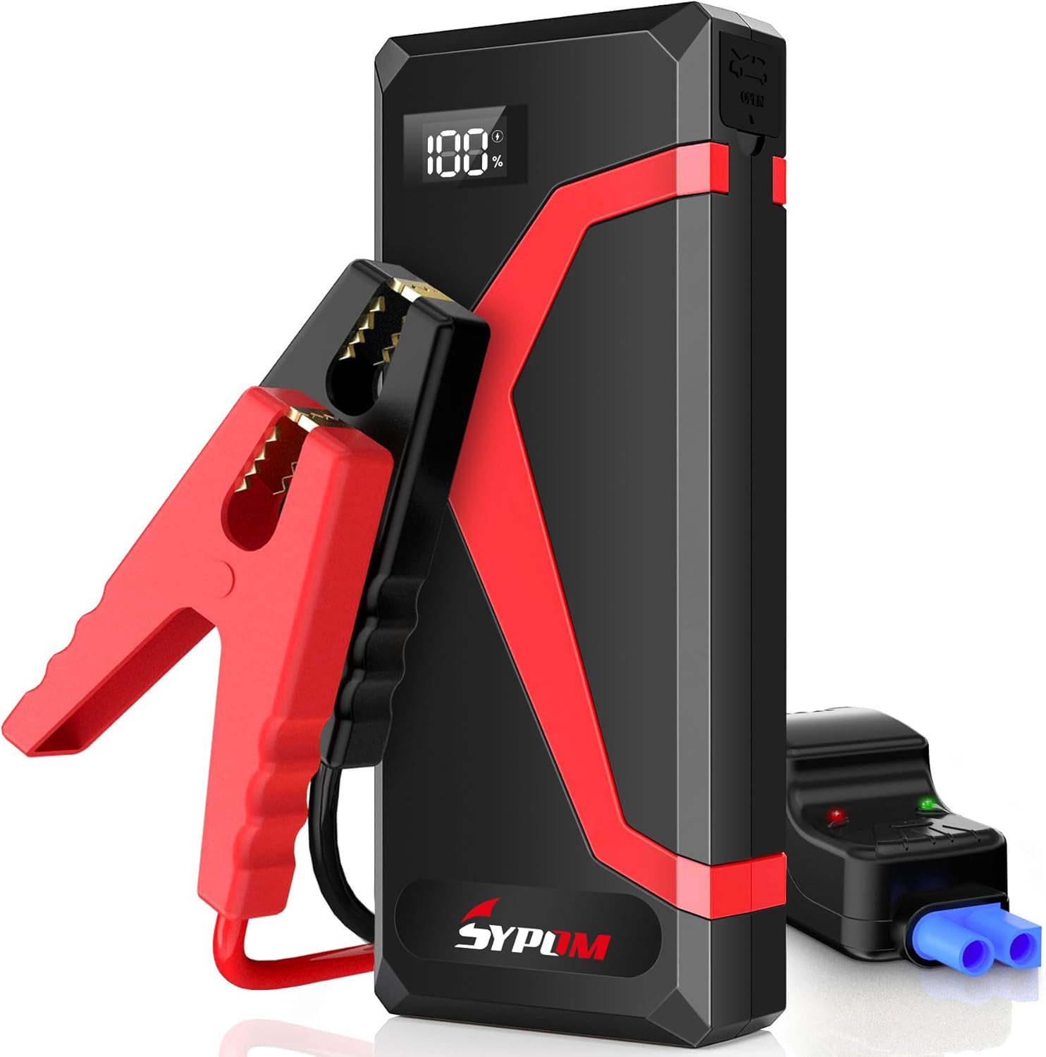 Portable Car Jump Starter, 4150A Peak Portable Car Battery Charger, 12V Battery Jump Box for Motorcycle, Truck Up to 12L Diesel, Dual USB Power Bank, LED Light for Roadside Emergency Kit (Red)