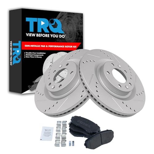 TRQ Front Performance Brake Pad & Rotor Kit (G‑Coated)