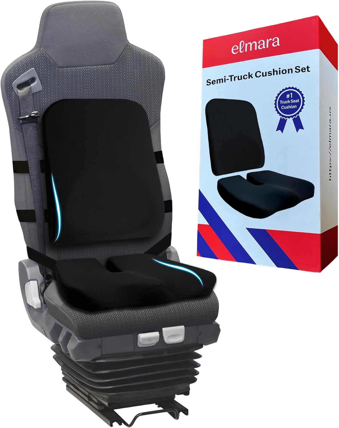 Truck Seat Cushion for Truck Driver Back Pain  Truck Driver Seat Cushion & Back Support  Trucker Gifts  Semi Truck Accessories for Men & Women  Bus Driver Seat Cushion (2-Piece Set)