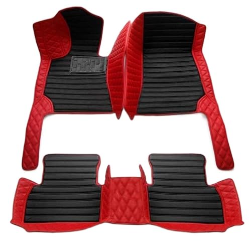 Custom Floor Mats for Cars fit 95% Sedan SUV Sports Car Full Coverage All Weather Men Women Pads Protection Non-Slip Leather Floor Liners (Red Black 2)