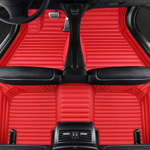 Custom Floor Mats for Cars fit 95% Sedan SUV Sports Car Full Coverage All Weather Men Women Pads Protection Non-Slip Leather Floor Liners (red Horizontal Stripes)
