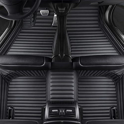 Custom Floor Mats for Cars fit 95% Sedan SUV Sports Car Full Coverage All Weather Men Women Pads Protection Non-Slip Leather Floor Liners (Black Horizontal Stripes)