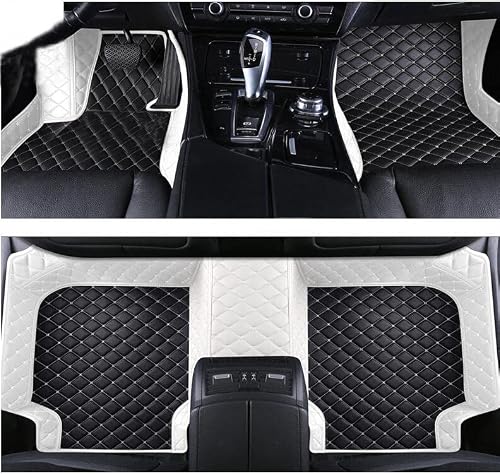 Custom Floor Mats for Cars fit 95% Sedan SUV Sports Car Full Coverage All Weather Men Women Pads Protection Non-Slip Leather Floor Liners (Black and White Stitching)
