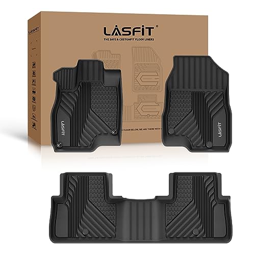 LASFIT Floor Mats for Acura RDX (2019-2025) All Weather Floor Liner TPE Custom Fit 1st & 2nd Row Rubber Car Mats for Acura RDX Automotive Accessories, Black, Tasteless, Durable and Easy to Clean