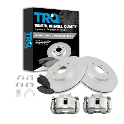 TRQ Front Brake Pad & Rotor Kit (Ceramic, G‑Coated)