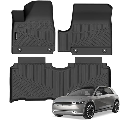 Auxko All Weather Floor Mats Compatible with Hyundai IONIQ 5 2022-2024 with Unmoveable Console(Not Limited) TPE Rubber Liners All Season Guard Odorless Anti-Slip Mats