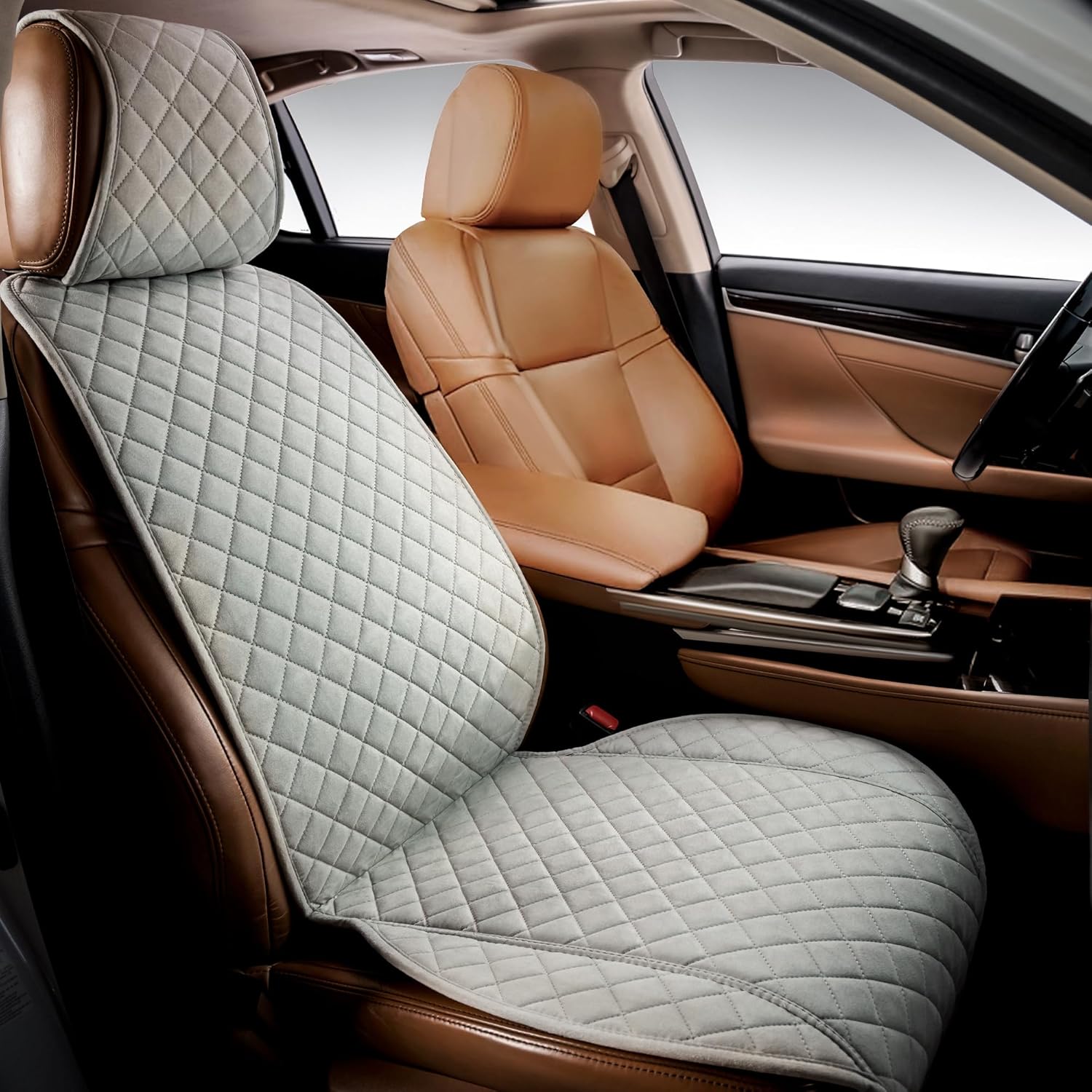IVICY Faux Suede Car Seat Cover - Light Gray
