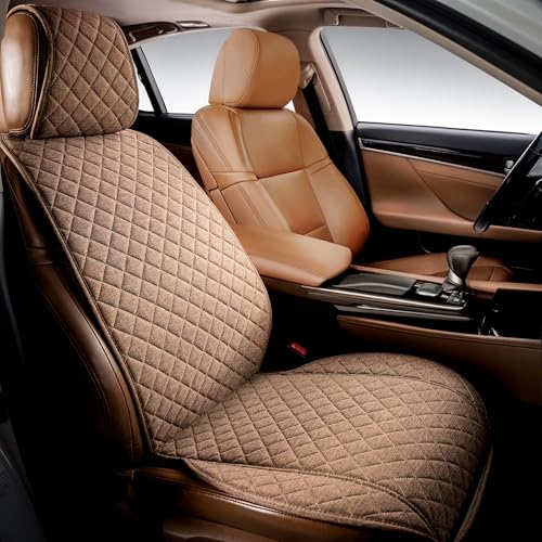 IVICY Faux Linen Seat Cover (Light Brown)