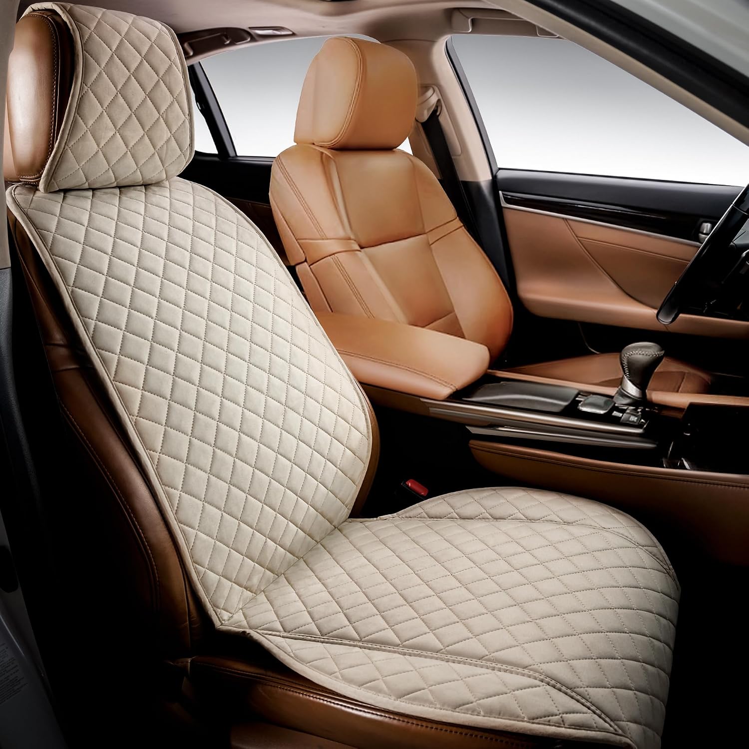 IVICY Faux Suede Car Seat Cover (Light Beige)