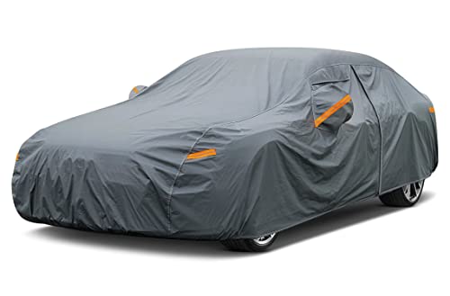 16 Layers Car Cover Waterproof All Weather, Heavy Duty Full Exterior Cover Universal Fit Sedan Toyota Corolla/Prius, Honda Civic, vw Jetta, Kia Forte, Nissan Sentra, Hyundai Elantra etc.