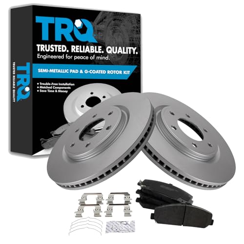 TRQ Brake Pad & Rotor Kit Premium G-Coated Semi-Metallic Front Compatible with 2008-2010 INFINITI QX56 2008-2011 Nissan Armada TITAN