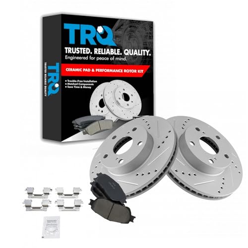 TRQ Front Performance Brake Pad & Rotor Kit Brake Pads Brake Rotors Set Ceramic Compatible with 2005-2015 Toyota Tacoma