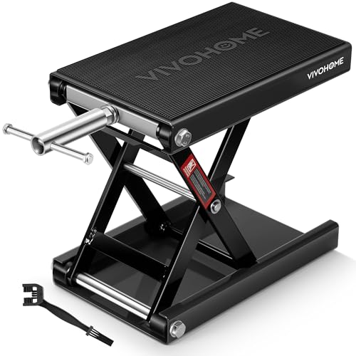 VIVOHOME Motorcycle Lift Scissor Jack Steel Wide Deck Hoist Crank Center Stand 1100 LBS Capacity for Motorcycles, ATVs, Dirt Bikes Black