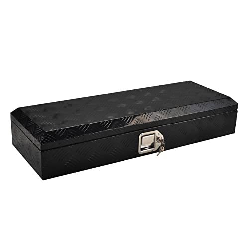 34.5 Inch Aluminum Truck Bed Tool Box Truck Car Outdoor Trailer Pickup Underbody Toolbox,RV Storage OrganizerTrailer Storage W/Lock&Keys,5 Bar Tread,Black(34.5"X13"X6.5")