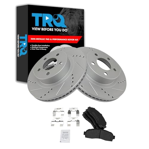 TRQ Front Brake Pad & Rotor Kit Slotted X Drilled (Ford/Ranger)