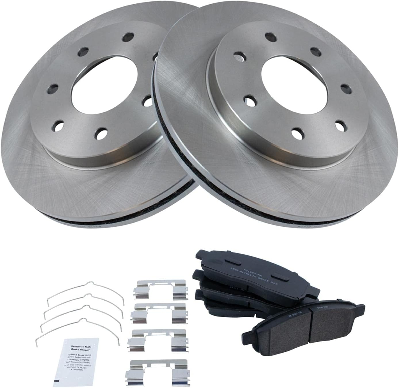 TRQ Front Brake Pad & Rotor Kit Semi-Metallic Compatible with 2004-2008 Ford F-150