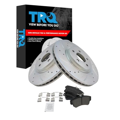 TRQ Front Performance Brake Pad & Rotor Kit Brake Pads Brake Rotors Set Semi-Metallic Compatible with 2001-2010 Chrysler PT Cruiser 2003-2005 Dodge Neon