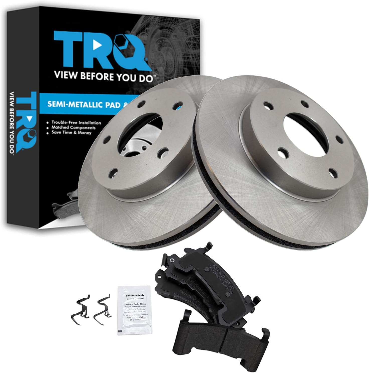 TRQ Brake Pad & Rotor Kit Metallic Front or Rear for Cadillac Chevy GMC