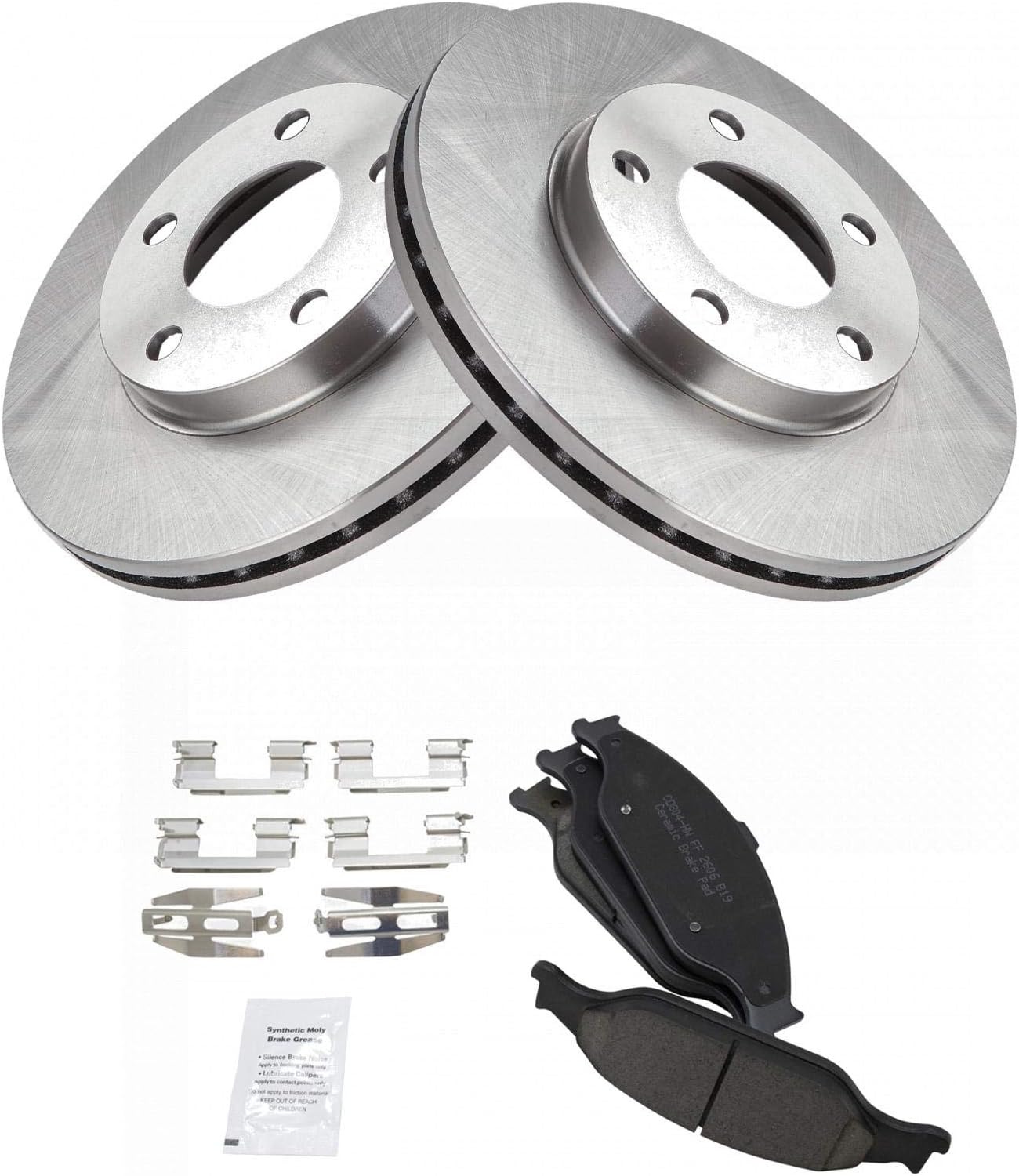 TRQ Front Brake Pad & Rotor Kit Brake Pads Brake Rotor Ceramic Compatible with 1999-2004 Ford Mustang