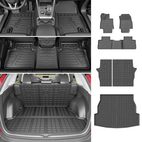 powoq Floor Mat Compatible with 2019-2025 Toyota RAV4 Cargo Mat Trunk Mat Replacement for 2019-2025 Toyota RAV4 Accessories(Floor+Trunk+Backrest Mat)