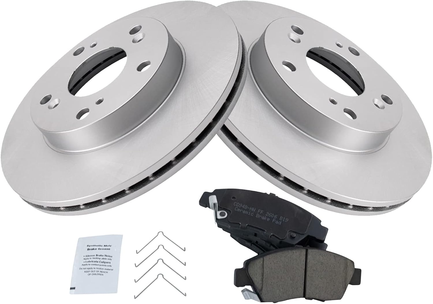 TRQ Front Brake Pad & Rotor Kit Brake Pads Brake Rotor Ceramic Premium G-Coated Compatible with 2002-2006 Acura RSX 2006-2011 Honda Civic 2011-2015 CR-Z