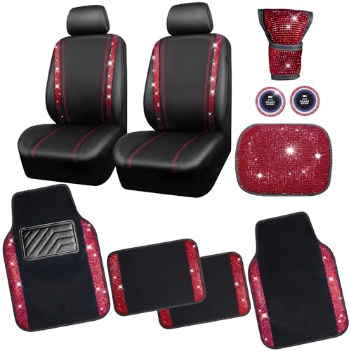 CAR PASS Rhinestone Red Bling Diamond Car Seat Covers