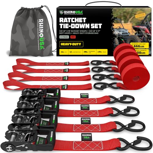 Rhino USA Ratchet Straps 1.6" x 15' (4-Pack)