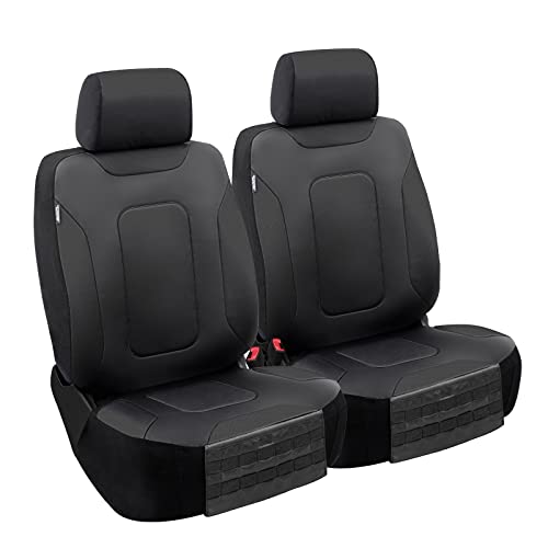 Weston Truck Seat Covers; Universal Fit for Large or SUV; Heavy Duty Design; Front and Rear Storage Pockets, Built-in Molle Style Organizer; Semi-Custom Fit; Faux Leather; 2pcs, Black