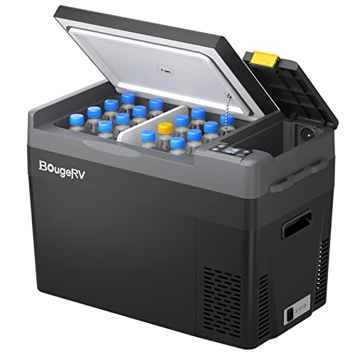 BougeRV 12 Volt Refrigerator, CRPRO 30 Quart 12V Car Fridge, Portable Freezer (-8F~50F), Compressor Electric Cooler with 12V/24 DC, 110-240 AC for Outdoor Camping Overlanding Truck RV SUV Van
